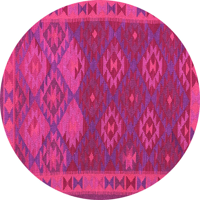 Round Machine Washable Oriental Pink Traditional Rug, wshcon1655pnk