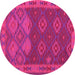 Round Machine Washable Oriental Pink Traditional Rug, wshcon1655pnk