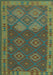 Machine Washable Oriental Turquoise Traditional Area Rugs, wshcon1655turq