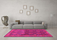 Machine Washable Oriental Pink Traditional Rug, wshcon1655pnk