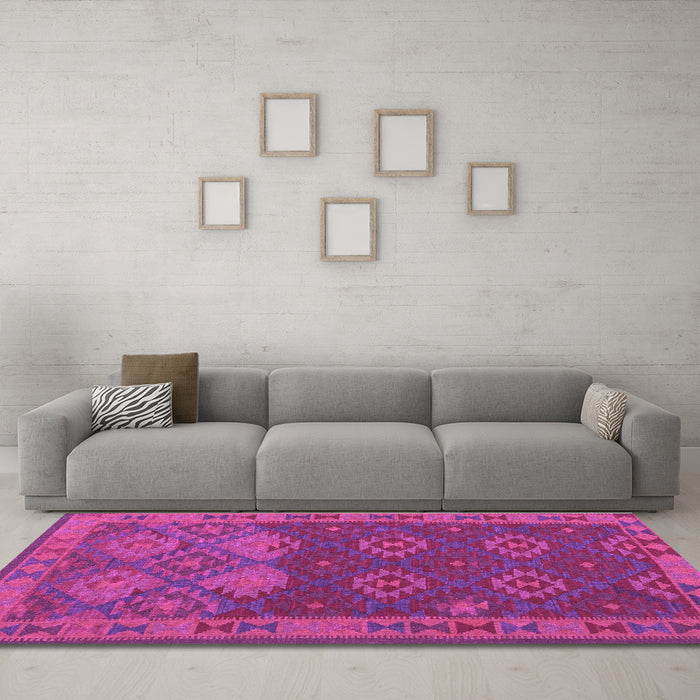 Machine Washable Oriental Purple Traditional Area Rugs in a Living Room, wshcon1655pur