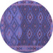 Round Machine Washable Oriental Blue Traditional Rug, wshcon1655blu