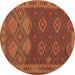 Round Oriental Brown Traditional Rug, con1655brn