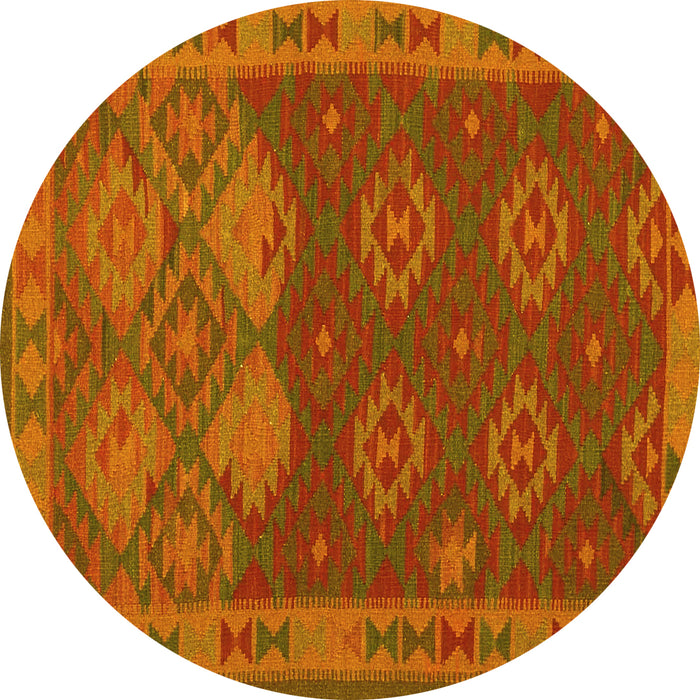 Round Oriental Yellow Traditional Rug, con1655yw