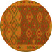 Round Oriental Yellow Traditional Rug, con1655yw