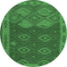 Round Oriental Emerald Green Traditional Rug, con1655emgrn