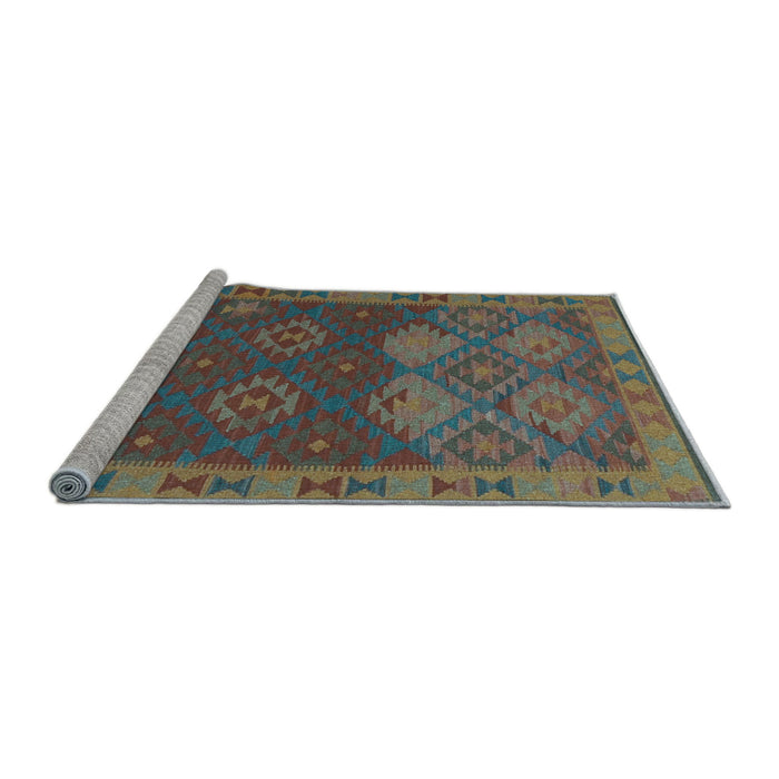 Sideview of Machine Washable Oriental Light Blue Traditional Rug, wshcon1655lblu