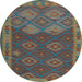 Round Oriental Light Blue Traditional Rug, con1655lblu