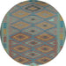 Round Oriental Light Blue Traditional Rug, con1656lblu