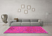 Machine Washable Oriental Pink Traditional Rug in a Living Room, wshcon1656pnk