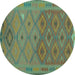 Round Oriental Turquoise Traditional Rug, con1656turq