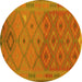 Round Oriental Yellow Traditional Rug, con1656yw