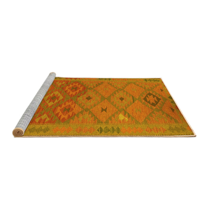 Sideview of Machine Washable Oriental Yellow Traditional Rug, wshcon1656yw