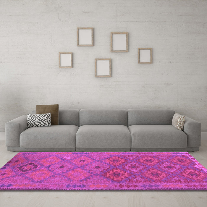 Machine Washable Oriental Purple Traditional Area Rugs in a Living Room, wshcon1656pur
