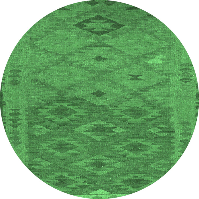 Round Oriental Emerald Green Traditional Rug, con1656emgrn