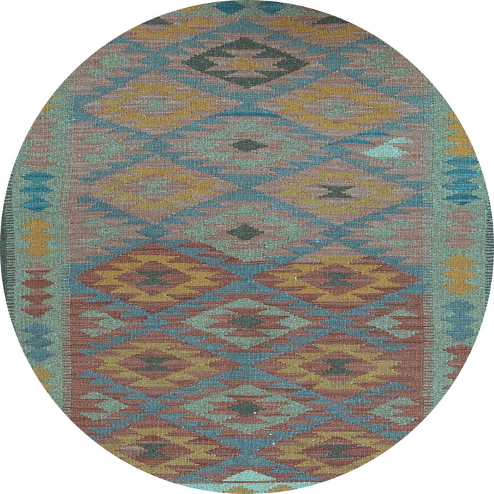 Round Machine Washable Oriental Light Blue Traditional Rug, wshcon1656lblu