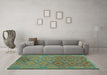 Machine Washable Oriental Turquoise Traditional Area Rugs in a Living Room,, wshcon1656turq