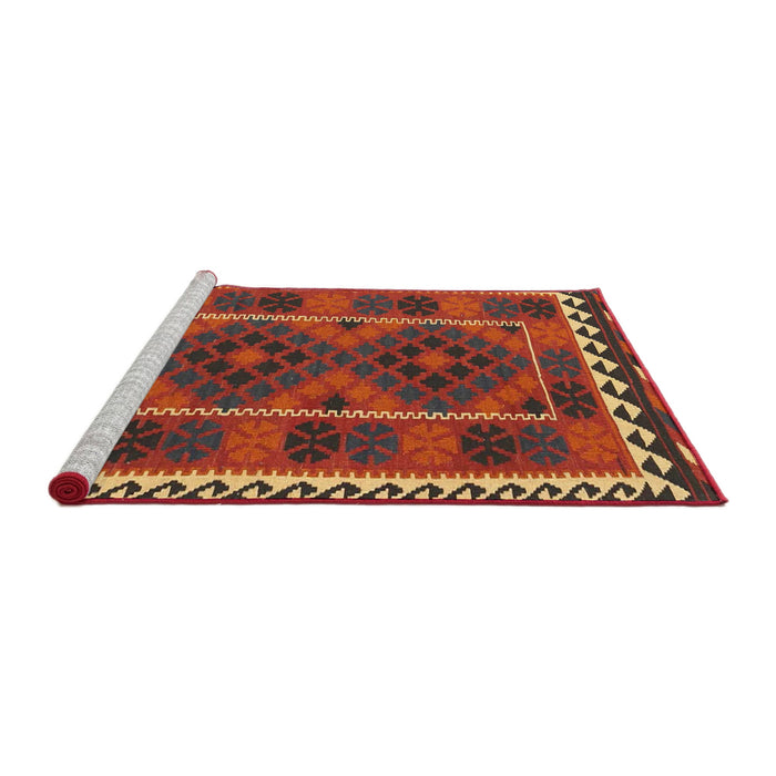 Serging Thickness of Machine Washable Contemporary Red Rug, wshcon1657