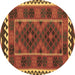 Round Oriental Brown Traditional Rug, con1657brn