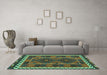 Machine Washable Oriental Turquoise Traditional Area Rugs in a Living Room,, wshcon1657turq