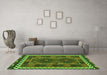 Machine Washable Oriental Green Traditional Area Rugs in a Living Room,, wshcon1657grn