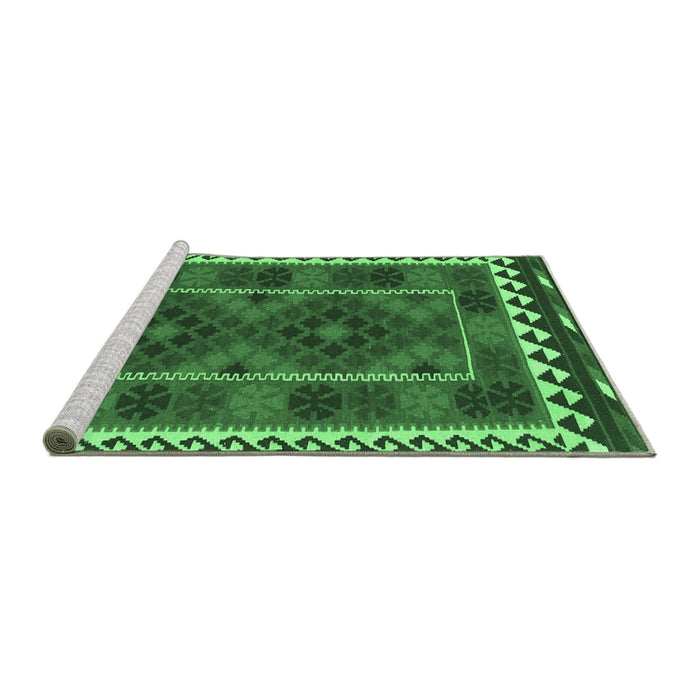 Sideview of Machine Washable Oriental Emerald Green Traditional Area Rugs, wshcon1657emgrn