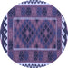 Round Machine Washable Oriental Blue Traditional Rug, wshcon1657blu