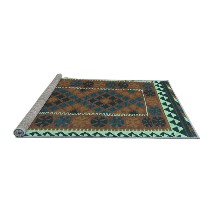 Sideview of Machine Washable Oriental Light Blue Traditional Rug, wshcon1657lblu