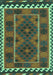 Machine Washable Oriental Turquoise Traditional Area Rugs, wshcon1657turq