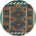 Round Oriental Light Blue Traditional Rug, con1657lblu