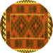 Round Oriental Yellow Traditional Rug, con1657yw