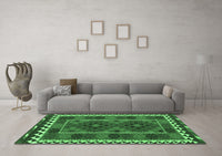 Machine Washable Oriental Emerald Green Traditional Rug, wshcon1657emgrn