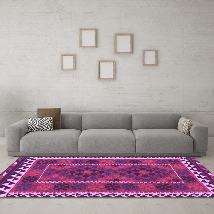 Machine Washable Oriental Purple Traditional Area Rugs in a Living Room, wshcon1657pur