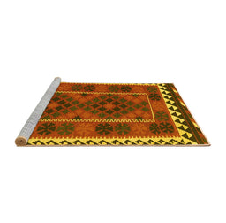 Sideview of Machine Washable Oriental Yellow Traditional Rug, wshcon1657yw