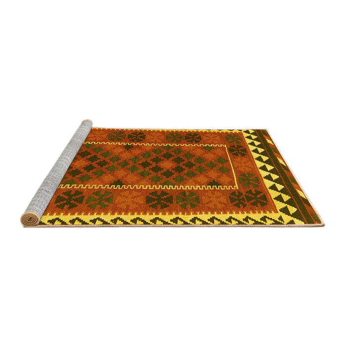 Sideview of Machine Washable Oriental Yellow Traditional Rug, wshcon1657yw