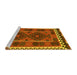 Sideview of Machine Washable Oriental Yellow Traditional Rug, wshcon1657yw