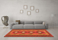 Machine Washable Oriental Orange Traditional Rug, wshcon1658org