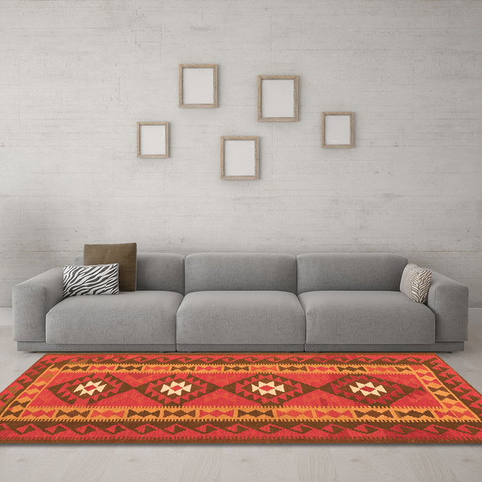 Machine Washable Oriental Orange Traditional Area Rugs in a Living Room, wshcon1658org
