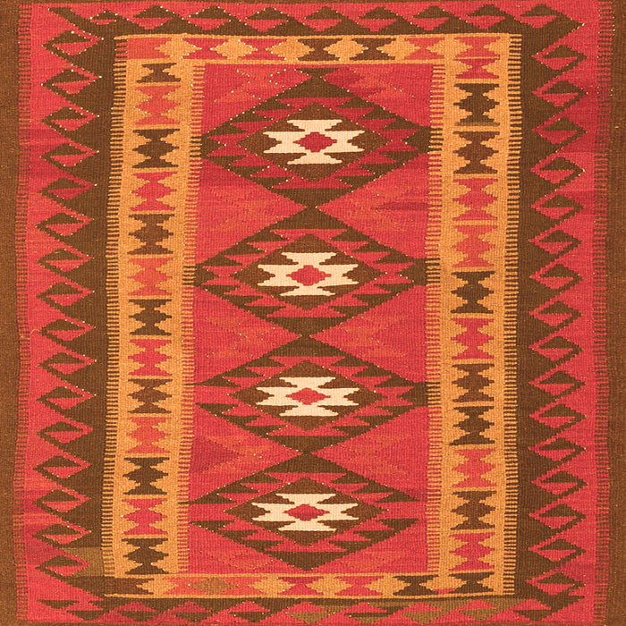 Round Machine Washable Oriental Orange Traditional Area Rugs, wshcon1658org