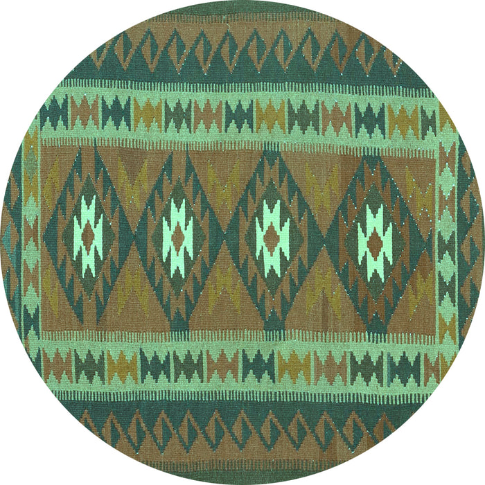 Round Oriental Turquoise Traditional Rug, con1658turq