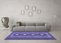 Machine Washable Oriental Blue Traditional Rug, wshcon1658blu