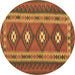 Round Oriental Brown Traditional Rug, con1658brn