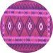 Round Oriental Purple Traditional Rug, con1658pur