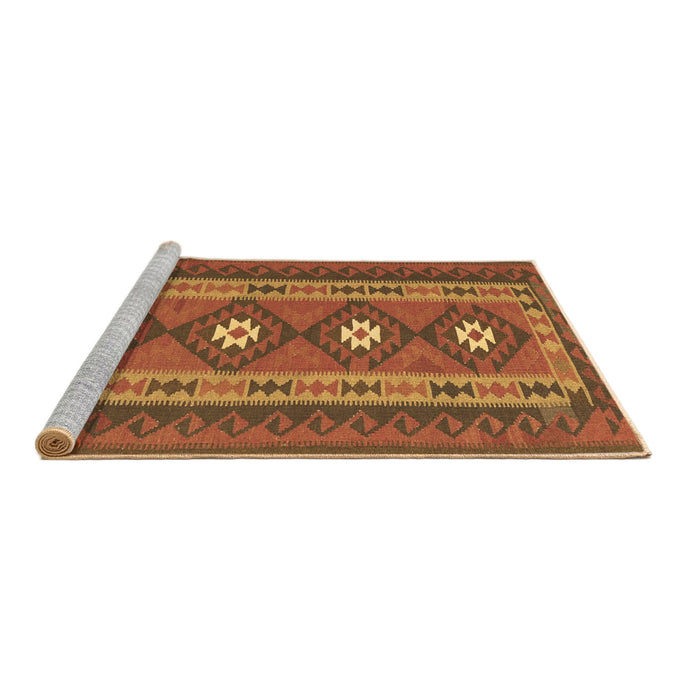 Sideview of Machine Washable Oriental Brown Traditional Rug, wshcon1658brn