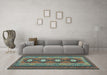 Machine Washable Oriental Light Blue Traditional Rug in a Living Room, wshcon1658lblu