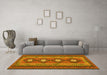 Machine Washable Oriental Yellow Traditional Rug in a Living Room, wshcon1658yw