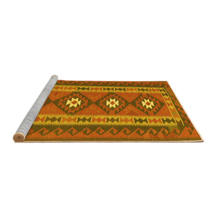 Sideview of Machine Washable Oriental Yellow Traditional Rug, wshcon1658yw