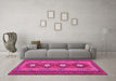 Machine Washable Oriental Pink Traditional Rug in a Living Room, wshcon1658pnk