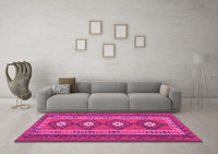 Machine Washable Oriental Pink Traditional Rug, wshcon1658pnk