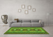 Machine Washable Oriental Green Traditional Area Rugs in a Living Room,, wshcon1658grn